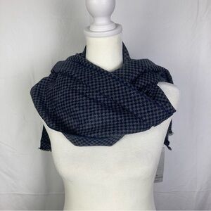 FULLRON Scarf Soft Warm Cashmere Blend Scarves Mens Classic Blue Checkered NWT